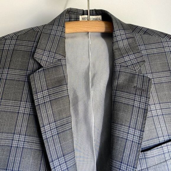 Todd Snyder Mayfair Fit Blazer Wool Sport Coat Jacket Gray Navy Grey Plaid 40R - Picture 4 of 10